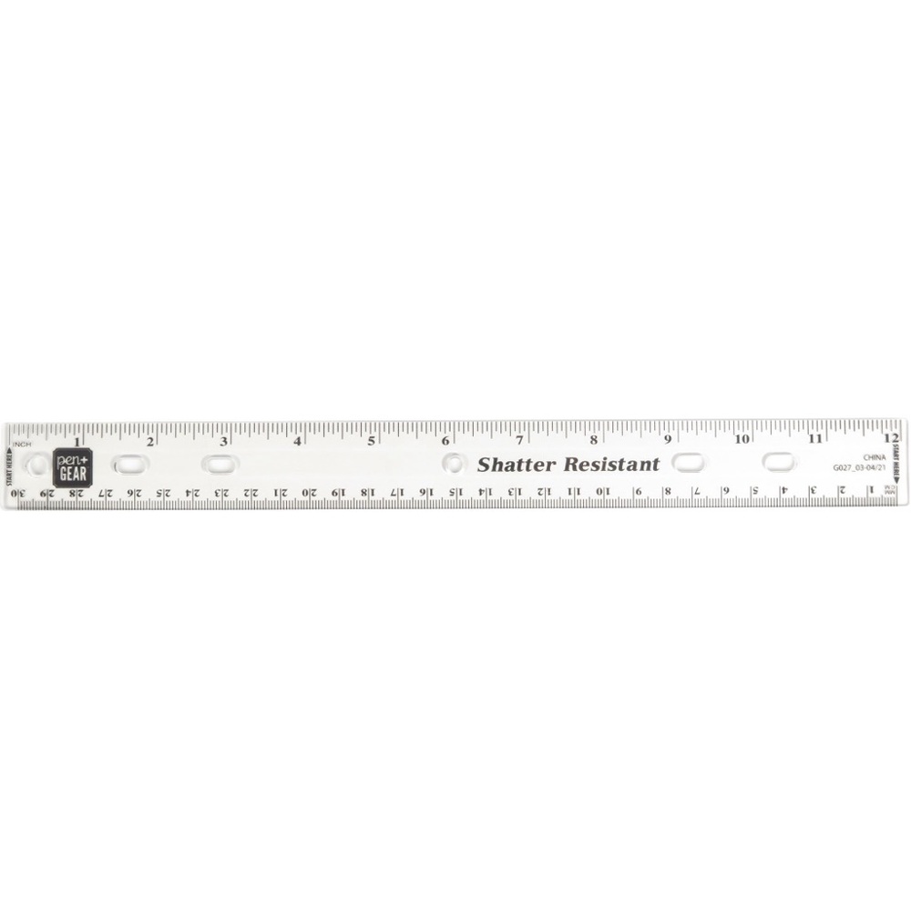 Pen+Gear 12-Inch Shatter Resistant Clear Ruler NWT